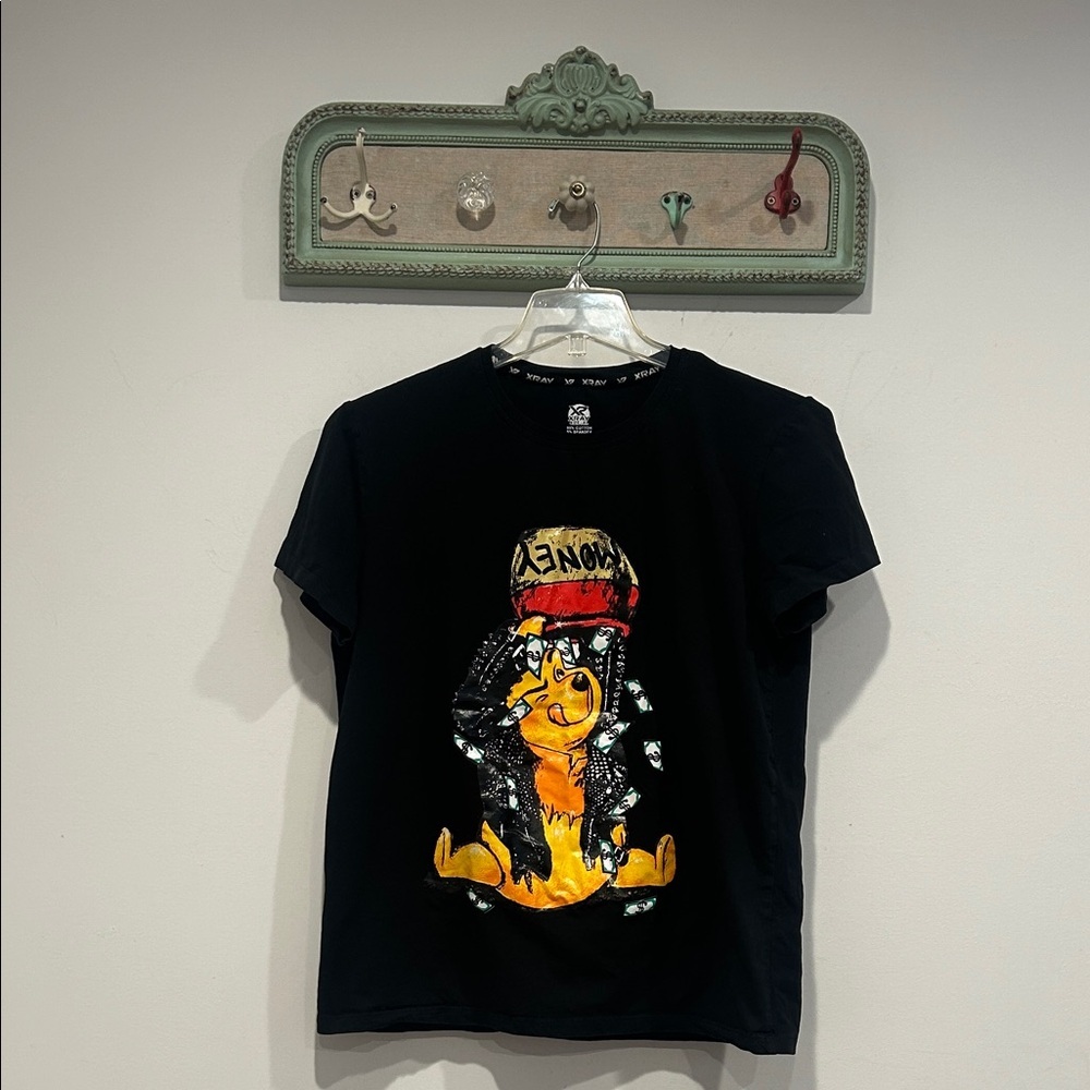 XRAY STREETWEAR Money Honey Bear Black Graphic Short Sleeve Tee XL